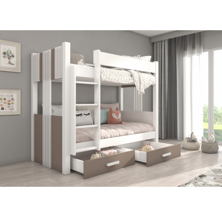 Dvoulůžková patrová postel ARTA 200x90 Bílá+Lanýž
