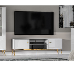 TV komoda GOLDIN 06, bílá / bílý lesk