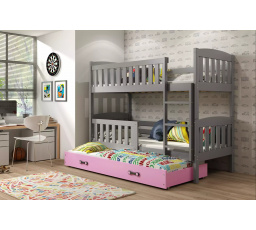 Dětská patrová postel KUBUS 3 s přistýlkou 80x190 cm, bez matrací, Grafit/Grafit