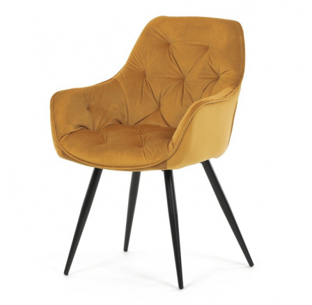 Jídelní židle, žlutá, sametová látka, DCH-421 YEL4