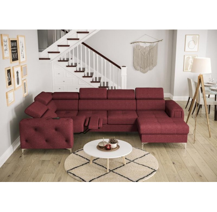 Rohová sedací souprava ORION MAX III , relax s funkcí spaní 165x320x190 cm - červená , levá