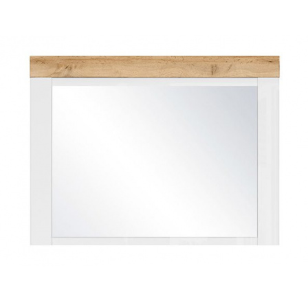 Zrcadlo HOLTEN LUS, bílá/dub woltan/bílý lesk
