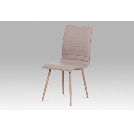 Jídelní židle lanýžová koženka / kov (dekor dub)