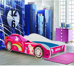 Postel s matrací CAR PINK 160x80 Růžová