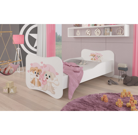 Dětská postel GONZALO s matrací, 160x80 cm, Bílá/Two dogs