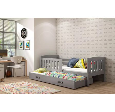 Dětská postel KUBUS s přistýlkou 90x200 cm, bez matrací, Grafit/Grafit