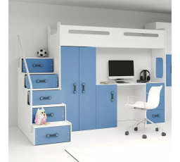 Patrová postel MAX 4 bez matrace, Bílá/Modrá