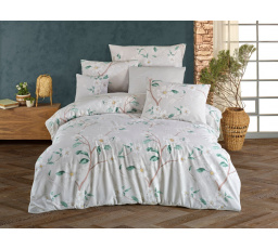 Povlečení bavlna 140x200, 70x90cm Saly green nitěný knoflík