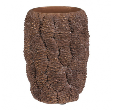 Váza betonová - vzor šišek, vel. S, hnědo-zlatá Váza betonová - vzor šišek, vel. S, hnědo-zlatá