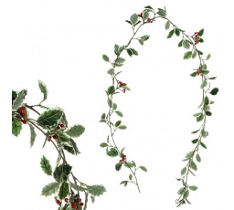 Cesmína - umělá girlanda, zelená s červenými bobulemi