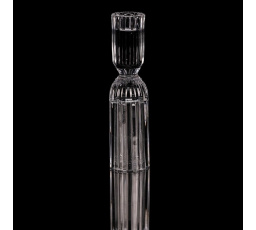 Svícen skleněný - 19,8 cm, rovný, na kónickou svíčku, čirý