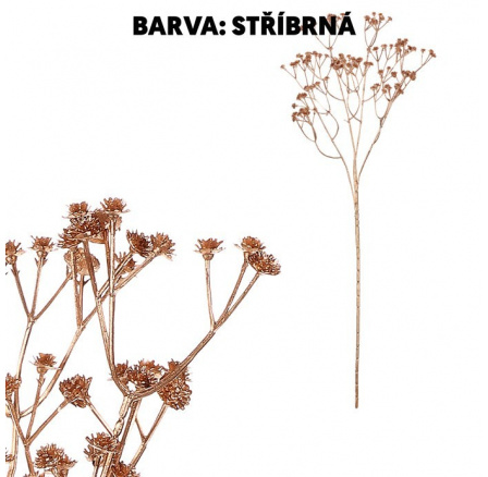 Gypsophila - umělá větev s kvítky, stříbrná barva