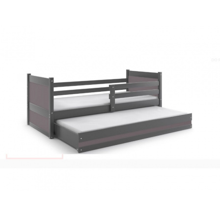 Postel z masivu pro 2 děti RICO 2 - Grafit/Grafit