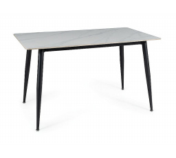 Jídelní stůl RION, Efekt bílého mramoru/Černý mat, 160x90 cm