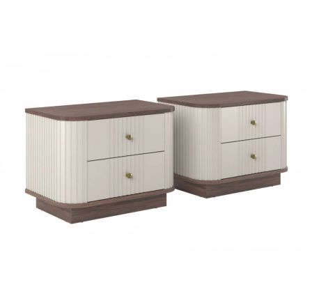 2 x VESPER NOČNÍ STOLEK 56 2SZ - kašmír mdf / ořech / zlaté úchyty / sokl 2 x VESPER NOČNÍ STOLEK 56 2SZ - kašmír mdf / ořech / zlaté úchyty / sokl