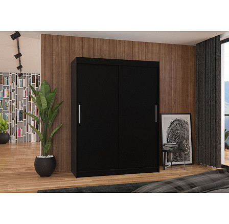 Šatní skříň s posuvnými dveřmi DENVER 150 Černá+Černá