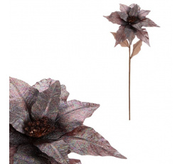 Vánoční růže - umělá řezaná, třpytivý hnědý květ