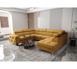 Rohová sedací souprava ORION MAX I s funkcí spaní 225X350X255 cm - žlutá, levá