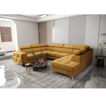 Rohová sedací souprava ORION MAX I s funkcí spaní 225X350X255 cm - žlutá, levá Rohová sedací souprava ORION MAX I s funkcí spaní 225X350X255 cm - žlutá, levá
