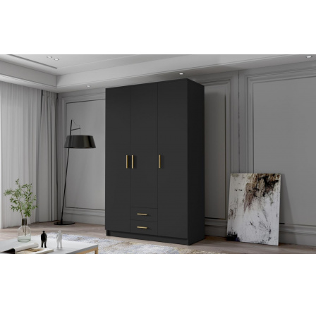 Skříň Arya I 120 - černá/zlaté úchytky