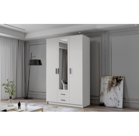 Skříň Arya II 120 - bílá/černé úchytky