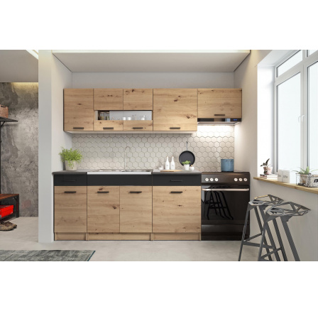 Kuchyňská linka ALINA 240, Dub Artisan/Černý mat Kuchyňská linka ALINA 240, Dub Artisan/Černý mat