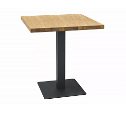 Jídelní stůl PURO, přírodní dýha, dub/černý, 60x60 cm