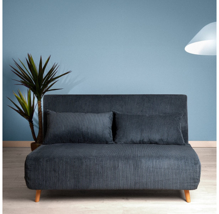 Sofa SOLACE dvoumístná pohovka s funkcí spaní manšestr modrá 140x91x84 cm 871677