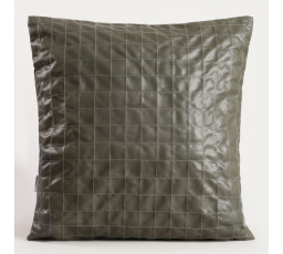 Povlak na polštář KATAD z eko kůže s dekorativním prošíváním zelený 45x45cm 749483