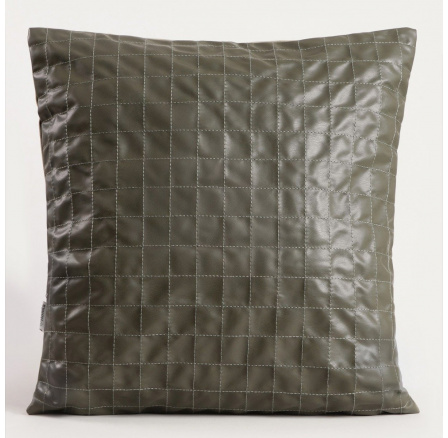 Povlak na polštář KATAD z eko kůže s dekorativním prošíváním zelený 45x45cm 749483