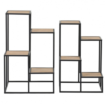 Stojan 4 patrový - kov a MDF deska (dýha jasan), cena za sadu 2 ks