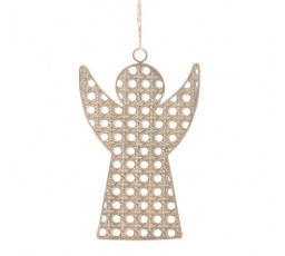 Anděl kovový - na pověšení, barva champagne