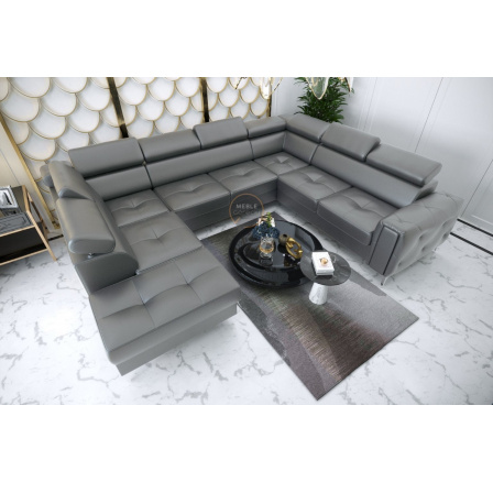 Rohová sedací souprava ORION MAX I s funkcí spaní 225X350X255 cm přírodní kůže - Šedá kůže, Pravá strana Rohová sedací souprava ORION MAX I s funkcí spaní 225X350X255 cm přírodní kůže - Šedá kůže, Pravá strana