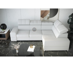 Rohová sedací souprava ROYAL II 280×210 přírodní kůže - bílá kůže , pravá