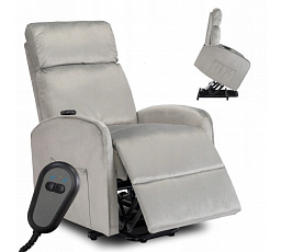 Elektricky Polohovatelné Křeslo COLTON s Funkcí Vstávání Šedý Sametový
