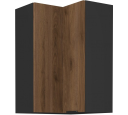 Horní rohová skřínka MONZA - 60x60 GN-90 2F (90°), Černá mat/Ořech