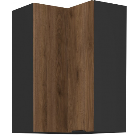 Horní rohová skřínka MONZA - 60x60 GN-90 2F (90°), Černá mat/Ořech