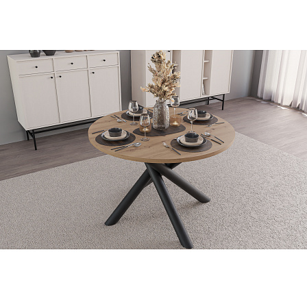 Jídelní stůl OSLO 110x110 cm, Dub Artiasan/Černý mat