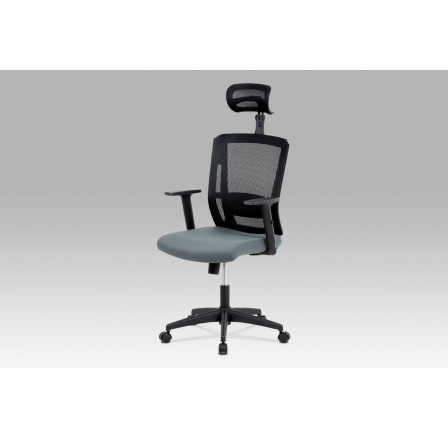 Kancelářská židle, houpací mechanismus, šedá látka, plastový kříž, plastová kolečka