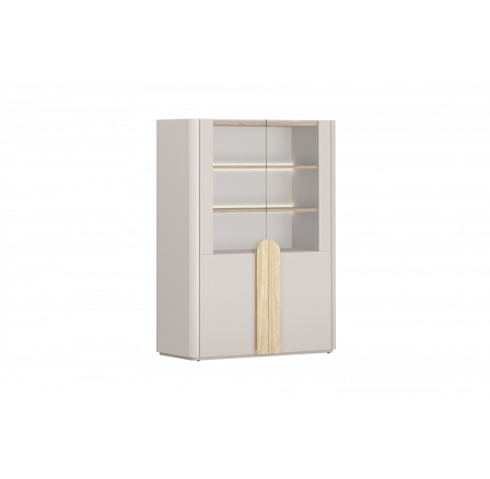 AMILIO VITRÍNA 100 2D - kašmír / olejovaný dub / úchyty světlý dub