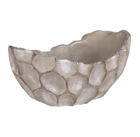 Obal betonový - vzor buněk, tvar vaničky, vel. M, stříbrno-šedý
