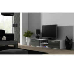 Tv komoda SOHO 180, bílá/šedý lesk