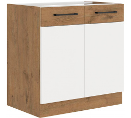 Dolní skřínka VIGO - 80 D 2F BB, Dub Lancelot / Bílý lesk