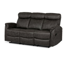 Relaxační trojsedačka, potah hnědá látky v dekoru vintage kůže, funkce Relax I/II s aretací