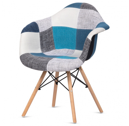 Jídelní židle, potah látka patchwork, dřevěné nohy, masiv přírodní buk