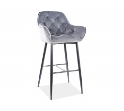 Barová židle CHERRY H-1 Velvet, černá/šedý Bluvel 14