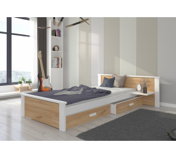Postel s matrací ALDEX SHELF 200x90 Bílá+Dub Zlatý