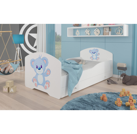Postel s matrací a šuplíkem PEPE BLUE BEAR 140x70 Bílá