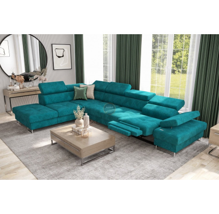 Rohová sedací souprava GALAXY , relax s funkcí spaní 225X350 cm - tyrkysová, levá Rohová sedací souprava GALAXY , relax s funkcí spaní 225X350 cm - tyrkysová, levá