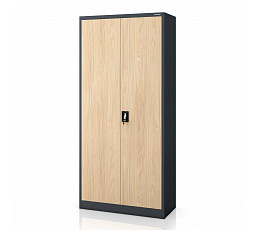 Kancelářská skříň na dokumenty kovová antracitová / dub sonoma: Eco Design JANA H 900 x 1950 x 400 mm